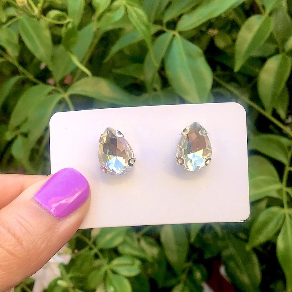 Classic Clear + Silver Crystal Pear Earrings